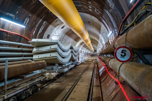 Thames Tideway showing the concrete curved rings Construction photographer London