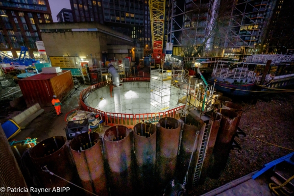 One of the 22 sites along the Thames at night.Construction Photographer London